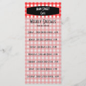 Retro Tablecloth Red Gingham Cafe Menu (Voorkant)