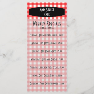 Retro Tablecloth Red Gingham Cafe Menu