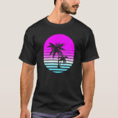 Retro Tachtigen 80s Vaporwave Sunset Palmbomen Bea T-shirt (Voorkant)