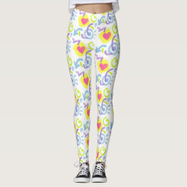 Retro Tachtiger Hart Print Leggings