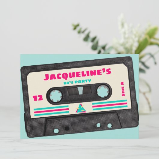 Retro tachtiger muziek Mix Tape 12e verjaardag Par Kaart (Staand voorkant)