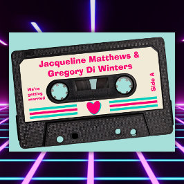 Retro tachtiger muziek mix tape bruiloft kaart