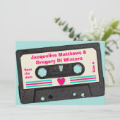 Retro tachtiger muziek mix tape de datum opslaan kaart (Staand voorkant)