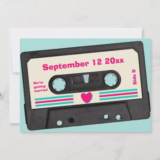 Retro tachtiger muziek mix tape de datum opslaan kaart (Achterkant)