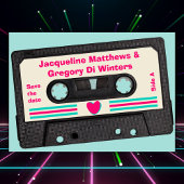 Retro tachtiger muziek mix tape de datum opslaan kaart