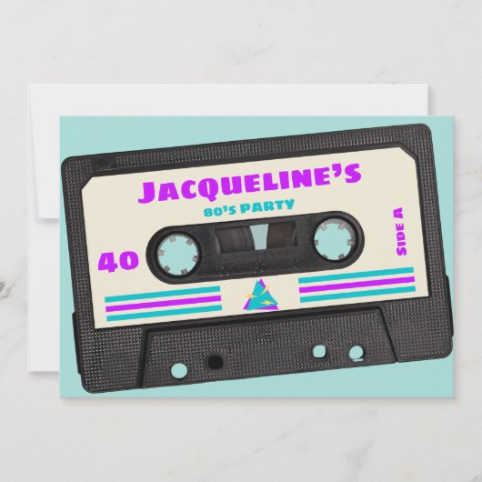 Retro tachtiger Paarse mix tape 40e verjaardagsfee Kaart (Voorkant)