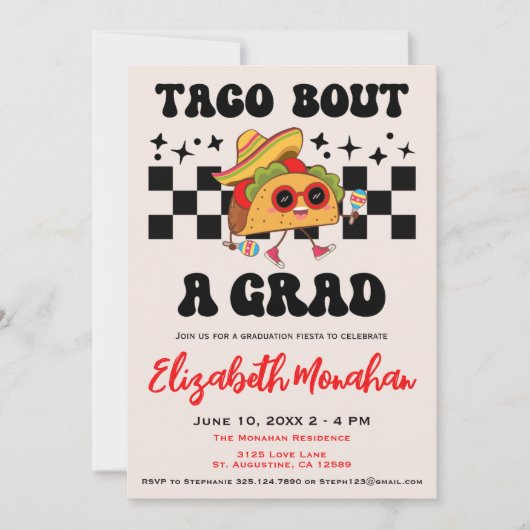 Retro Taco Over Een Afstudeerder Fiesta Afstuderen Kaart (Voorkant)