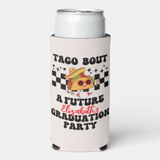 Retro Taco Over Een Afstuderen Fiesta Afstuderen Seltzer Blikjeskoeler (Seltzer Voorkant)
