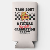 Retro Taco Over Een Afstuderen Fiesta Afstuderen Seltzer Blikjeskoeler (Achterkant)