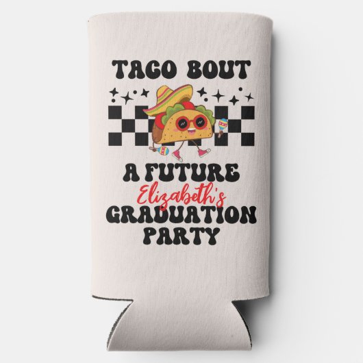 Retro Taco Over Een Afstuderen Fiesta Afstuderen Seltzer Blikjeskoeler (Achterkant)