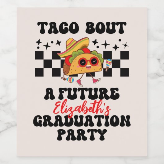 Retro Taco Over Een Afstuderen Fiesta Afstuderen Wijn Etiket (Enkel label)