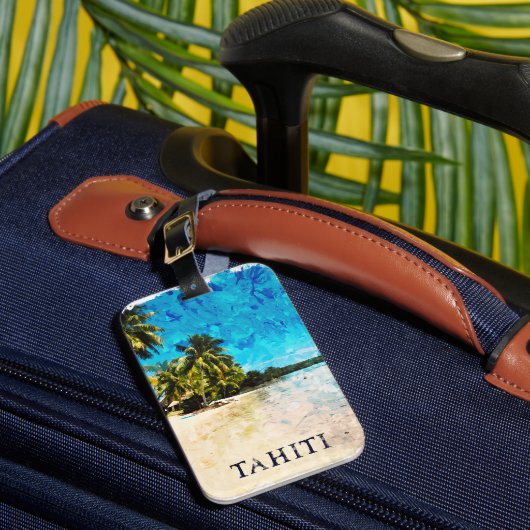 Retro Tahiti Frans Polynesië Reisstrand Bagagelabel (Voorkant Insitu 1)