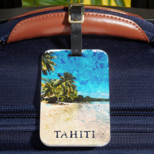 Retro Tahiti Frans Polynesië Reisstrand Bagagelabel