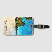 Retro Tahiti Frans Polynesië Reisstrand Bagagelabel (Voorkant (horizontaal))