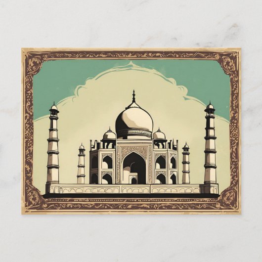  Retro Taj Mahal Briefkaart (Voorkant)