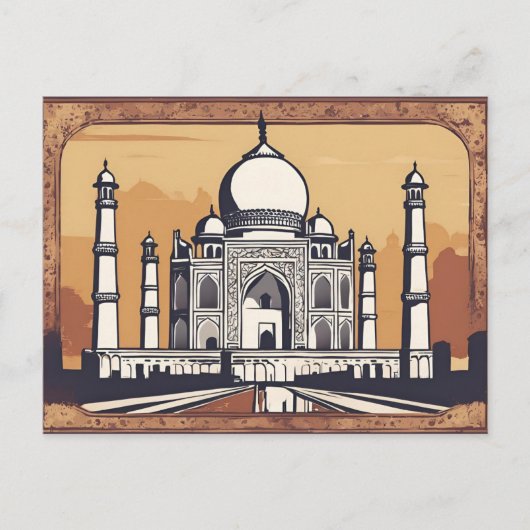  Retro Taj Mahal Briefkaart (Voorkant)