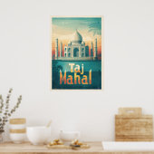 Retro Taj Mahal India Travel Poster (Keuken)