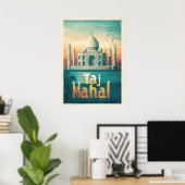 Retro Taj Mahal India Travel Poster (Thuiskantoor)