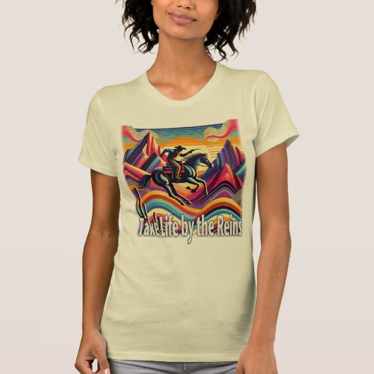 Retro Take Life by the Reins Western T-shirt (Voorkant)