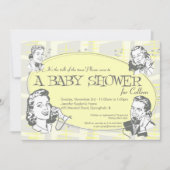 Retro Talk of the Town Baby shower Invitation Kaart (Voorkant)