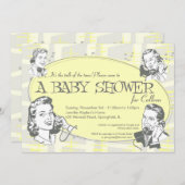 Retro Talk of the Town Baby shower Invitation Kaart (Voorkant / Achterkant)