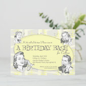 Retro Talk of the Town Birthday Party Invitation Kaart (Staand voorkant)