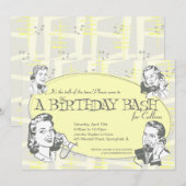 Retro Talk of the Town Birthday Party Invitation Kaart (Voorkant / Achterkant)