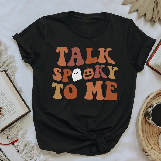 Retro Talk Spooky to me Ghost Halloween Pumpkin T-shirt