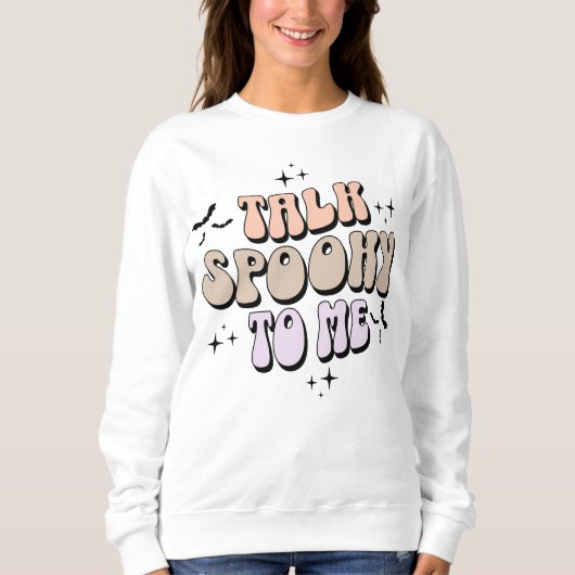 Retro Talk Spooky To Me Halloween Bats Sweatshirt (Voorkant)