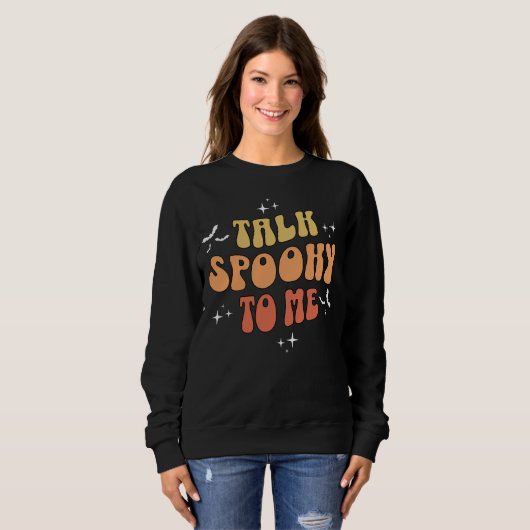 Retro Talk Spooky To Me Halloween Bats Sweatshirt (Voorkant volledig)