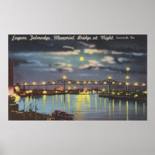 Retro Talmadge Bridge Nachtsavanne GA Poster