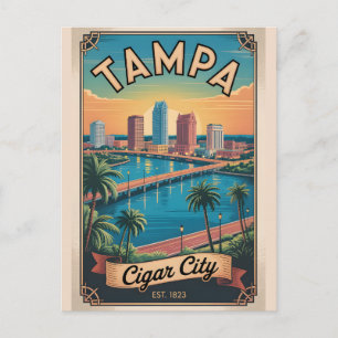 Retro Tampa Florida Reisposter Feestdagenkaart