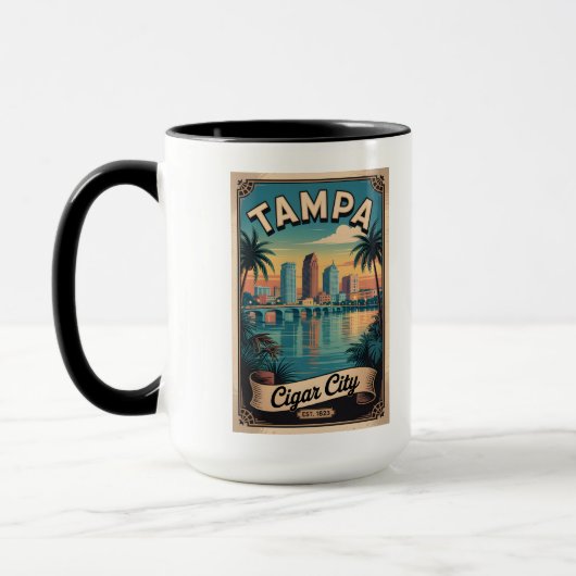 Retro Tampa Florida Reizen Poster Kunst Mok (Links)