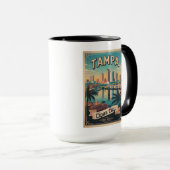 Retro Tampa Florida Reizen Poster Kunst Mok (Voorkant rechts)
