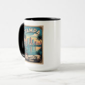 Retro Tampa Florida Reizen Poster Kunst Mok (Voorkant links)