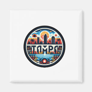 Retro Tampa Florida - Tampa Bay Downtown Skyline F Magneet