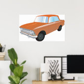 Retro Tan Car Poster (Thuiskantoor)