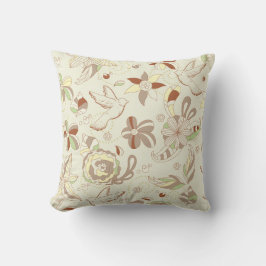 Retro Tan en Brown Floral Sierkussen