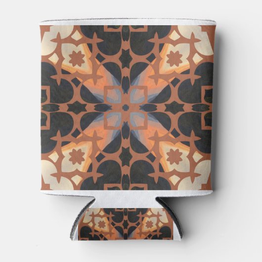 Retro Tan Pattern Blikjeskoeler (Voorkant)