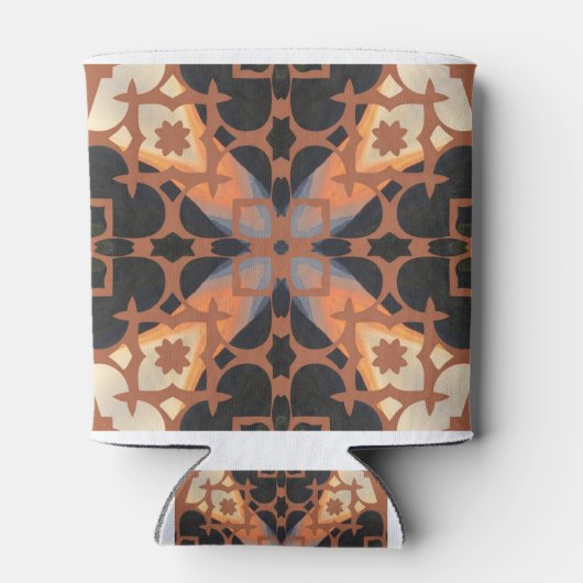 Retro Tan Pattern Blikjeskoeler (Achterkant)