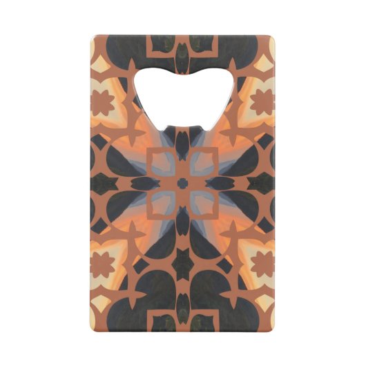 Retro Tan Pattern Creditkaart Flessenopener (Voorkant)