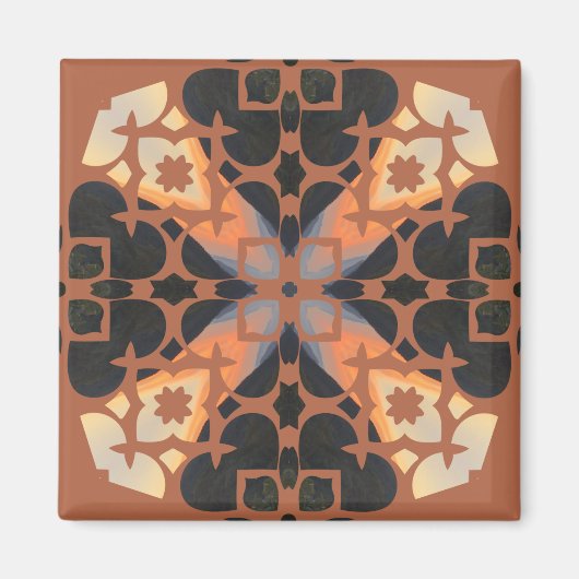 Retro Tan Pattern Magneet (Voorkant)