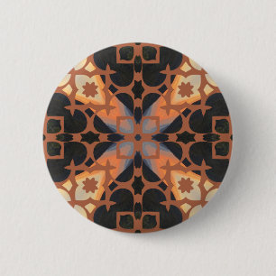 Retro Tan Pattern Ronde Button 5,7 Cm