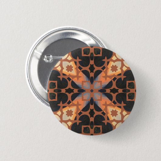 Retro Tan Pattern Ronde Button 5,7 Cm (Voorkant /achterkant)