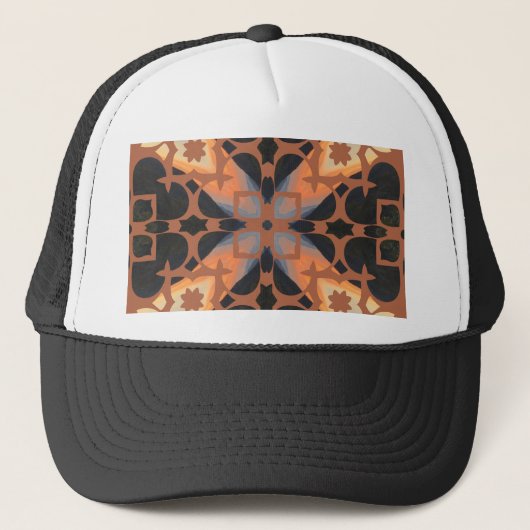 Retro Tan Pattern Trucker Pet (Voorkant)