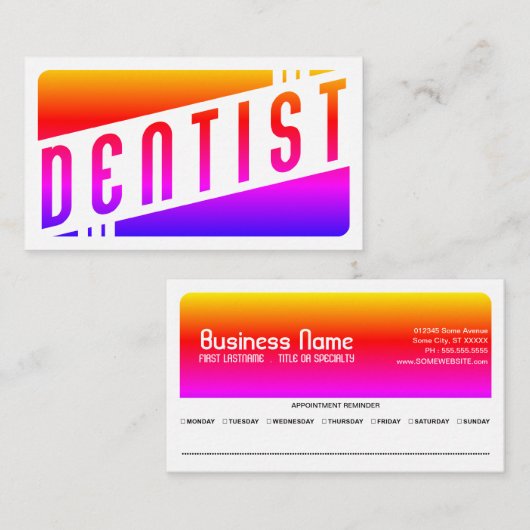 Retro tandarts afspraak herinneringen afsprakenkaartje (Voorkant / Achterkant)