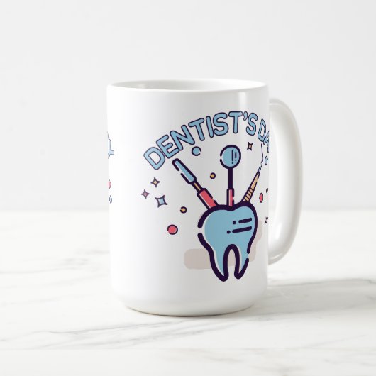 Retro tandartsdag, tandheelkundig en tandheelkundi koffiemok (Voorkant rechts)