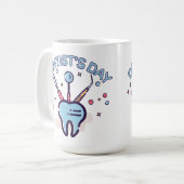 Retro tandartsdag, tandheelkundig en tandheelkundi koffiemok (Voorkant links)