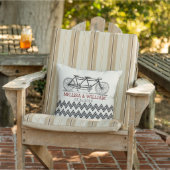 Retro Tandem Bicycle Zigzag Chevron Wedding Gift Buitenkussen (Stoel)