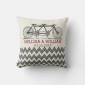 Retro Tandem Bicycle Zigzag Chevron Wedding Gift Buitenkussen (Voorkant)